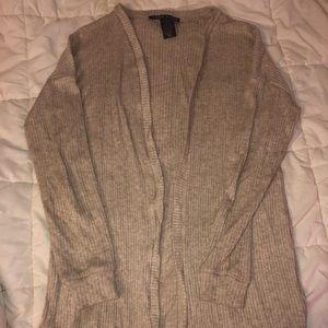 Long tan ribbed cardigan